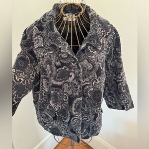 Jones New York Sport Women Black and Gray Paisley Corduroy Vintage - 98% cotton